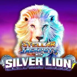 Stellar Jackpots with Silver Lion online game logo by Lightning Box Game on lucky-wavecasino.net